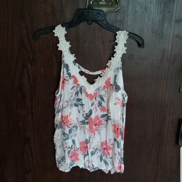 NWOT- White Floral Tank - Picture 1 of 4